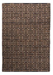 Covor negru-în culoare naturală țesut manual din amestec de iută 200x290 cm Meander Jute – Flair Rugs