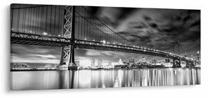 Tablou - Podul Benjamin Franklin, Philadelphia, alb-negru (120x50 cm)