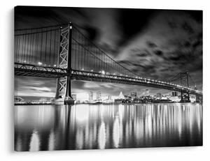 Tablou - Podul Benjamin Franklin, Philadelphia, alb-negru (70x50 cm)