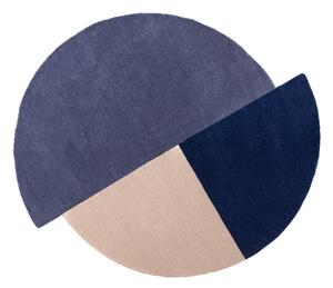 Covor albastru țesut manual, rotund, din lână ø 150 cm Mia Segment – Flair Rugs