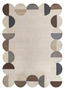 Covor grej țesut manual din lână 160x230 cm Mia Scallop Frame – Flair Rugs