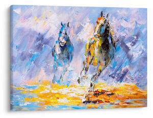 Tablou - Caii alergând, pictură în ulei (70x50 cm)