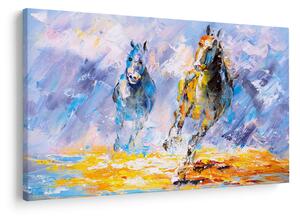 Tablou - Caii alergând, pictură în ulei (90x60 cm)