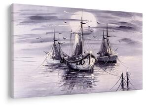Tablou - Port marin, pictură în ulei (90x60 cm)
