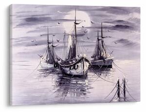 Tablou - Port marin, pictură în ulei (70x50 cm)