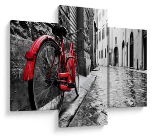 Tablou - Bicicleta roșie pe o stradă pavată (90x60 cm)
