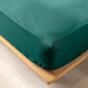 Cearceaf verde din bumbac organic cu elastic 140x190 cm Biolina – douceur d'intérieur