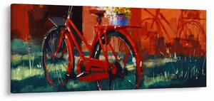 Tablou - Bicicleta roșie, pictură acrilică (120x50 cm)