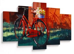 Tablou - Bicicleta roșie, pictură acrilică (150x105 cm)