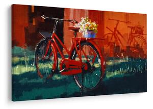 Tablou - Bicicleta roșie, pictură acrilică (90x60 cm)
