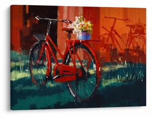 Tablou - Bicicleta roșie, pictură acrilică (70x50 cm)