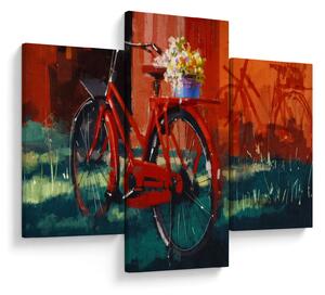 Tablou - Bicicleta roșie, pictură acrilică (90x60 cm)