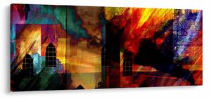 Tablou - Oraș colorat, abstracție (120x50 cm)