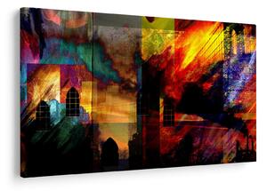 Tablou - Oraș colorat, abstracție (90x60 cm)