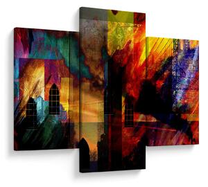 Tablou - Oraș colorat, abstracție (90x60 cm)