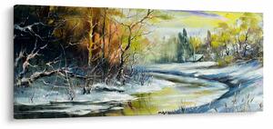 Tablou - Râu de iarnă, pictură în ulei (120x50 cm)
