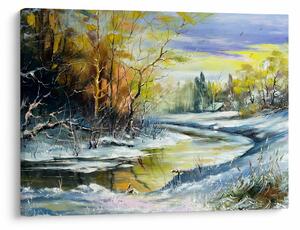 Tablou - Râu de iarnă, pictură în ulei (70x50 cm)
