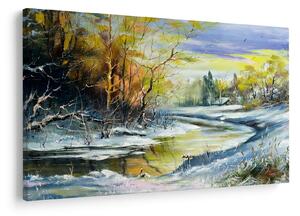 Tablou - Râu de iarnă, pictură în ulei (90x60 cm)