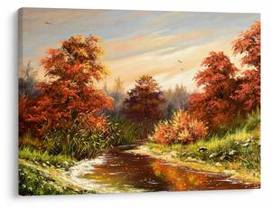 Tablou - Râu în peisaj de toamnă (70x50 cm)