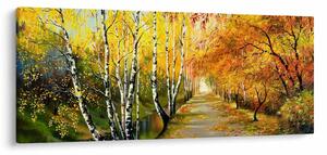 Tablou - Alee romantică de-a lungul apei, pictură în ulei (120x50 cm)