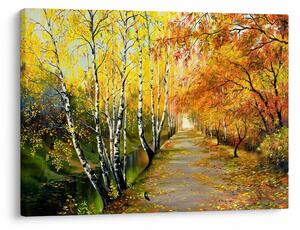Tablou - Alee romantică de-a lungul apei, pictură în ulei (70x50 cm)