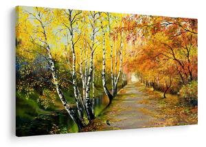 Tablou - Alee romantică de-a lungul apei, pictură în ulei (90x60 cm)