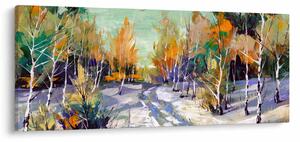 Tablou - Drum înzăpezit prin pădure (120x50 cm)