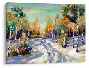 Tablou - Drum înzăpezit prin pădure (70x50 cm)