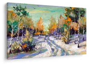 Tablou - Drum înzăpezit prin pădure (90x60 cm)