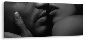 Tablou - Sărutul, fotografie alb-negru (120x50 cm)