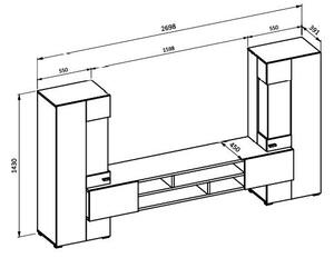 Mobilier living Cobie Typ 10 (Negru + Stejar wotan). Promo -13%. 1108342