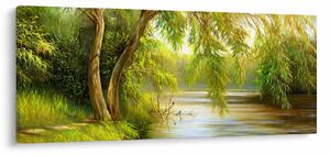 Tablou - Salcie lângă lac, pictură în ulei (120x50 cm)