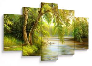 Tablou - Salcie lângă lac, pictură în ulei (150x105 cm)