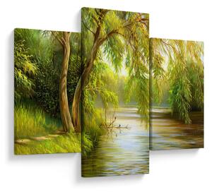 Tablou - Salcie lângă lac, pictură în ulei (90x60 cm)