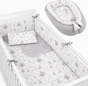 Set cosulet bebelus pentru dormit Baby Nest Cocoon 90x50 cm si lenjerie matlasata 5 piese 120x60 cm Kidizi - Circus
