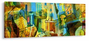 Tablou - Arhitectură, abstractizare cubistă (120x50 cm)