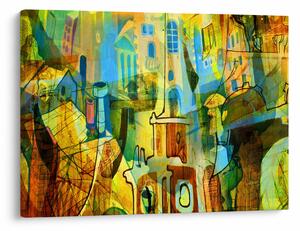 Tablou - Arhitectură, abstractizare cubistă (70x50 cm)