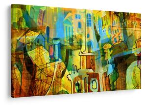 Tablou - Arhitectură, abstractizare cubistă (90x60 cm)