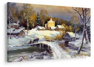 Tablou - Orășel iarna (90x60 cm)
