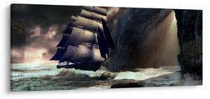 Tablou - Navă printre recife (120x50 cm)