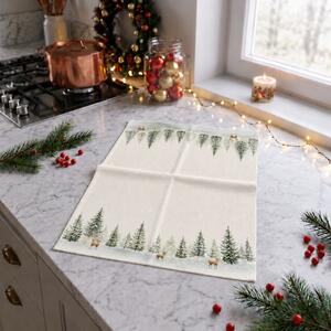Prosop de bucatarie Craciun cu brazi, 40x65cm, bumbac 100%, Pine