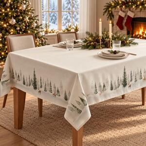 Fata de masa Craciun cu brazi si reni, bumbac 100% 140x320cm, Pine