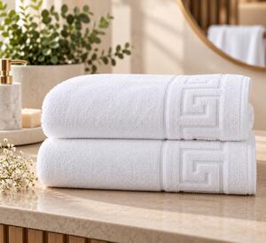 Set 2 Prosoape de Baie Alb 50×90 cm, Greek Border, 500 g/mp