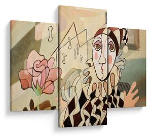 Tablou - Cubismul - arlechin și trandafir (90x60 cm)
