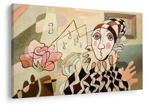 Tablou - Cubismul - arlechin și trandafir (90x60 cm)