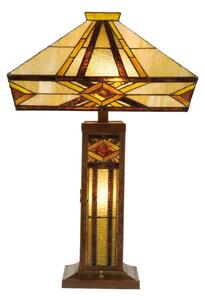 Clayre&Eef Lampă de masă luminoasă Glenys, stil Tiffany, Multicolor, Camera de zi / sufragerie, Sticlă, Tiffany