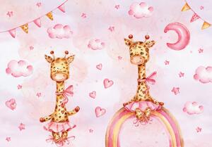 Fototapet pentru copii - Girafele roz