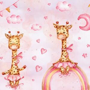 Fototapet pentru copii - Girafele roz