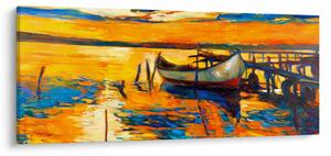 Tablou - Barca la apus de soare (120x50 cm)