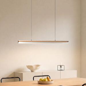 Lucande Lampă suspendată LED Lutana, auriu roz/culoarea lemnului, 101 cm, reglabil, Lemn, Camera de zi / sufragerie, Metal, Modern
